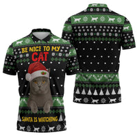 Cat Be Nice Christmas Zipper Polo Shirt Xmas Holiday Patterns - Wonder Print Shop