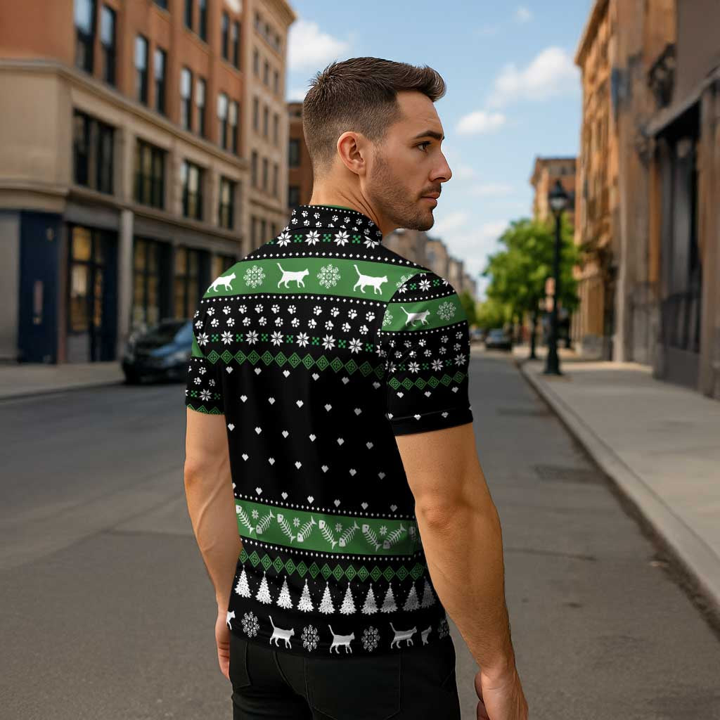 Cat Be Nice Christmas Zipper Polo Shirt Xmas Holiday Patterns - Wonder Print Shop