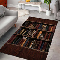 Cat Bookcase Christmas Area Rug Xmas Holiday Patterns - Wonder Print Shop