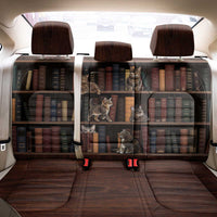 Cat Bookcase Christmas Back Car Seat Cover Xmas Holiday Patterns - Wonder Print Shop
