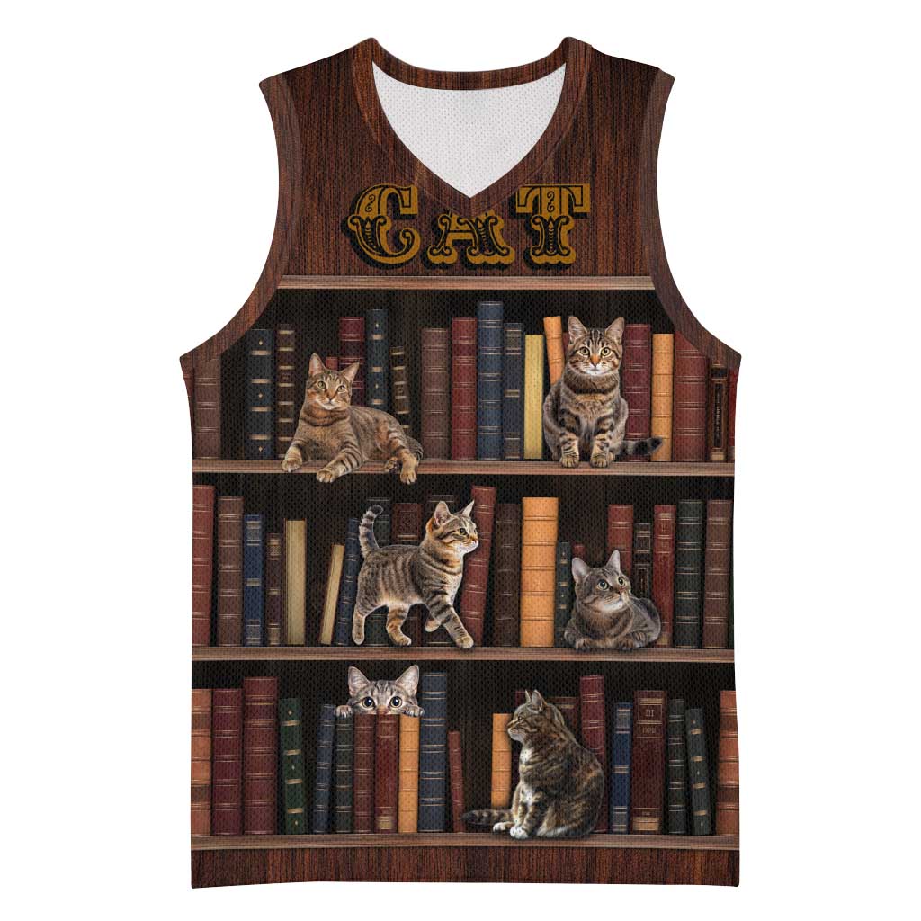 Cat Bookcase Christmas Basketball Jersey Xmas Holiday Patterns - Wonder Print Shop