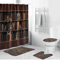 Cat Bookcase Christmas Bathroom Set Xmas Holiday Patterns - Wonder Print Shop