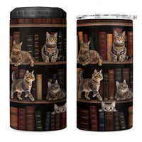 Cat Bookcase Christmas 4 in 1 Can Cooler Tumbler Xmas Holiday Patterns - Wonder Print Shop