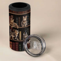 Cat Bookcase Christmas 4 in 1 Can Cooler Tumbler Xmas Holiday Patterns - Wonder Print Shop