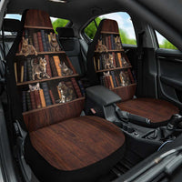 Cat Bookcase Christmas Car Seat Cover Xmas Holiday Patterns - Wonder Print Shop