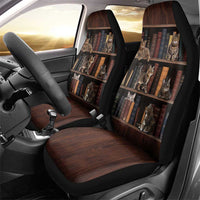 Cat Bookcase Christmas Car Seat Cover Xmas Holiday Patterns - Wonder Print Shop