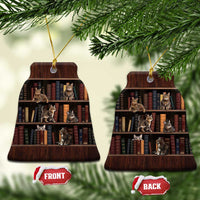Cat Bookcase Christmas Ceramic Ornament Xmas Holiday Patterns - Wonder Print Shop