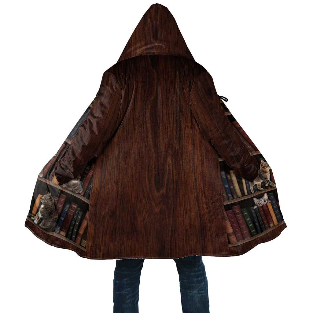 Cat Bookcase Christmas Cloak Xmas Holiday Patterns - Wonder Print Shop