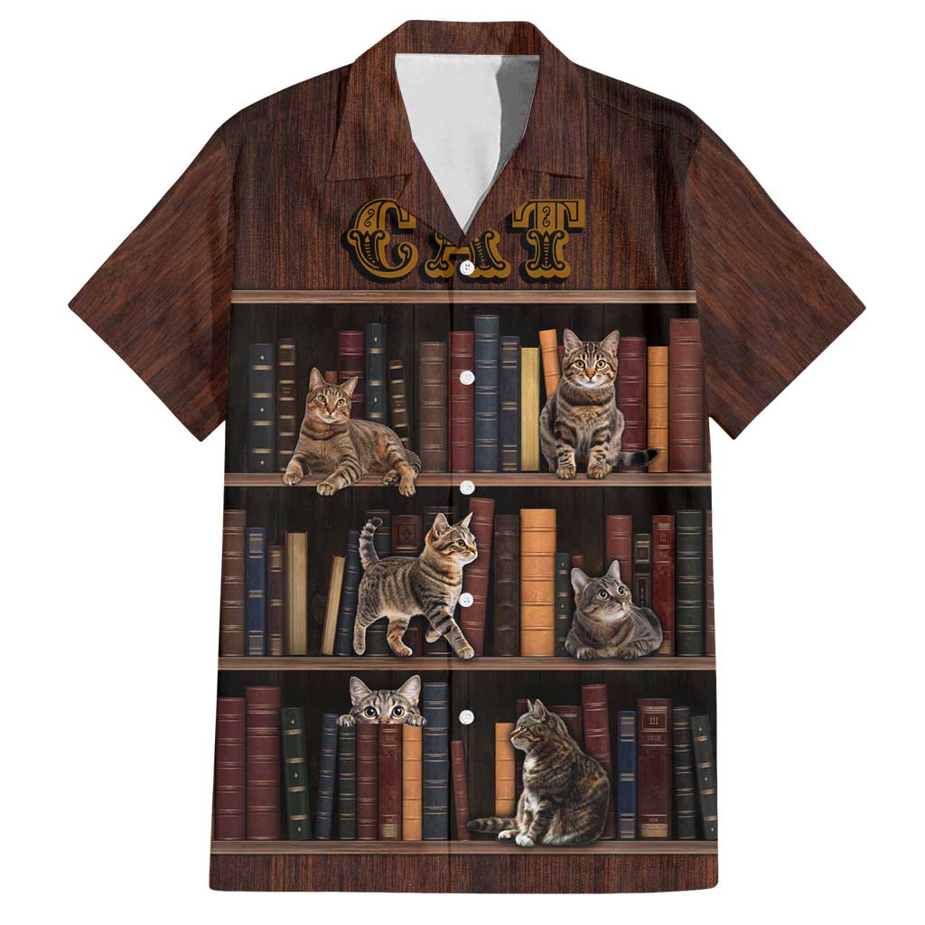 Cat Bookcase Christmas Family Matching Off Shoulder Maxi Dress and Hawaiian Shirt Xmas Holiday Patterns - Wonder Print Shop