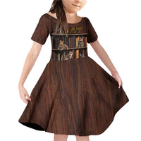 Cat Bookcase Christmas Family Matching Off Shoulder Short Dress and Hawaiian Shirt Xmas Holiday Patterns - Wonder Print Shop