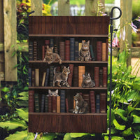 Cat Bookcase Christmas Garden Flag Xmas Holiday Patterns - Wonder Print Shop