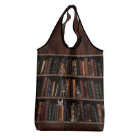 Cat Bookcase Christmas Grocery Bag Xmas Holiday Patterns - Wonder Print Shop