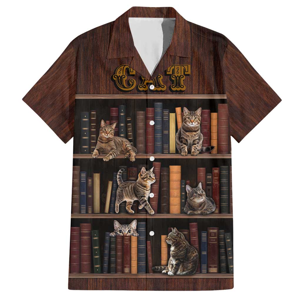 Cat Bookcase Christmas Hawaiian Shirt Xmas Holiday Patterns - Wonder Print Shop