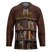 Cat Bookcase Christmas Hockey Jersey Xmas Holiday Patterns - Wonder Print Shop