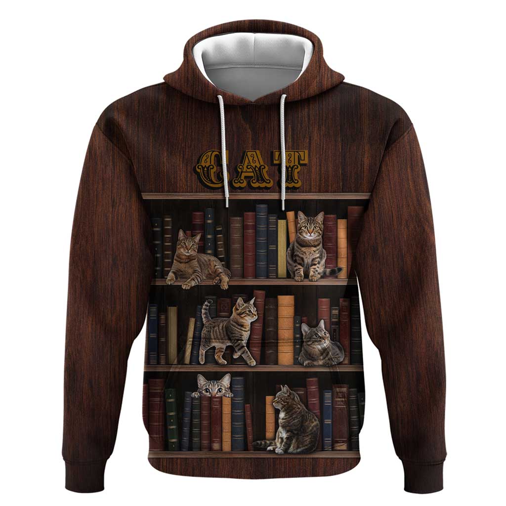 Cat Bookcase Christmas Hoodie Xmas Holiday Patterns - Wonder Print Shop