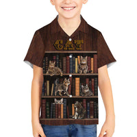 Cat Bookcase Christmas Kid Hawaiian Shirt Xmas Holiday Patterns - Wonder Print Shop