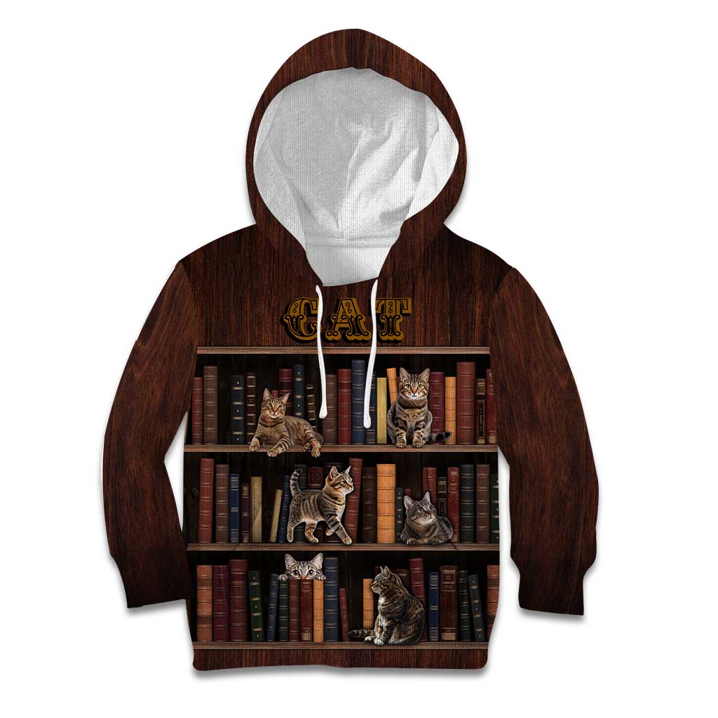 Cat Bookcase Christmas Kid Hoodie Xmas Holiday Patterns - Wonder Print Shop