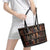 Cat Bookcase Christmas Leather Tote Bag Xmas Holiday Patterns - Wonder Print Shop