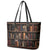 Cat Bookcase Christmas Leather Tote Bag Xmas Holiday Patterns - Wonder Print Shop