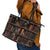 Cat Bookcase Christmas Leather Tote Bag Xmas Holiday Patterns - Wonder Print Shop