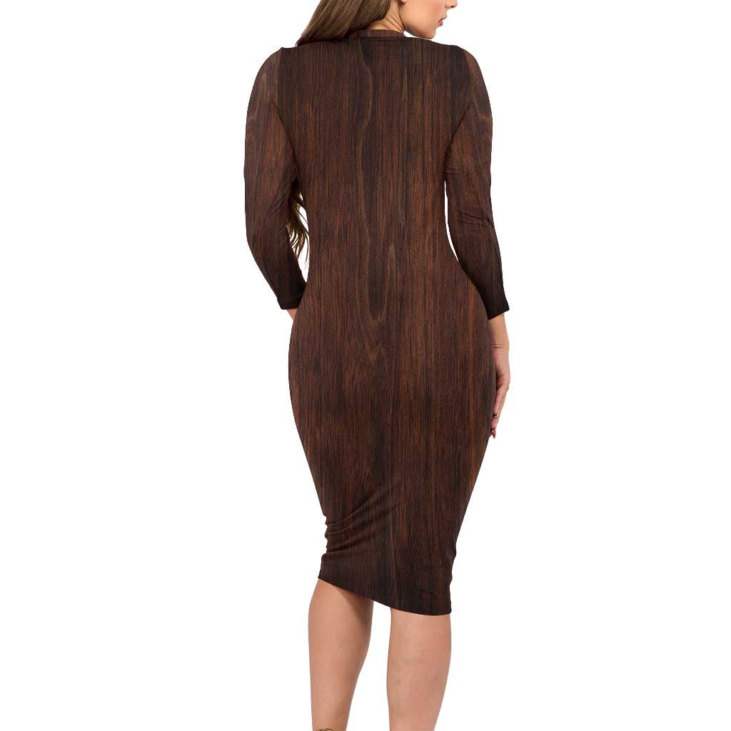 Cat Bookcase Christmas Long Sleeve Bodycon Dress Xmas Holiday Patterns - Wonder Print Shop