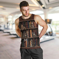 Cat Bookcase Christmas Men Tank Top Xmas Holiday Patterns - Wonder Print Shop