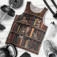 Cat Bookcase Christmas Men Tank Top Xmas Holiday Patterns - Wonder Print Shop