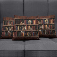 Cat Bookcase Christmas Pillow Cover Xmas Holiday Patterns - Wonder Print Shop