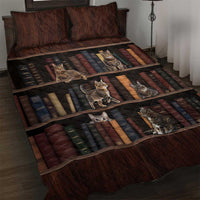 Cat Bookcase Christmas Quilt Bed Set Xmas Holiday Patterns - Wonder Print Shop