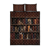 Cat Bookcase Christmas Quilt Bed Set Xmas Holiday Patterns - Wonder Print Shop