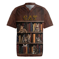 Cat Bookcase Christmas Rugby Jersey Xmas Holiday Patterns - Wonder Print Shop