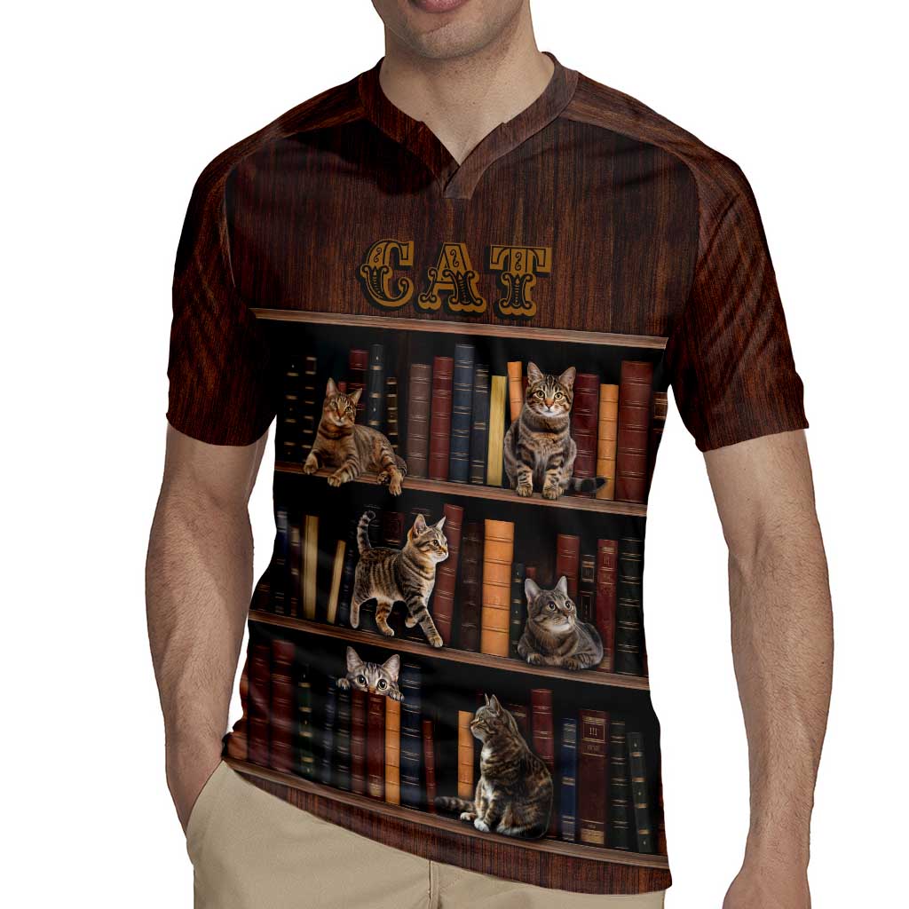 Cat Bookcase Christmas Rugby Jersey Xmas Holiday Patterns - Wonder Print Shop