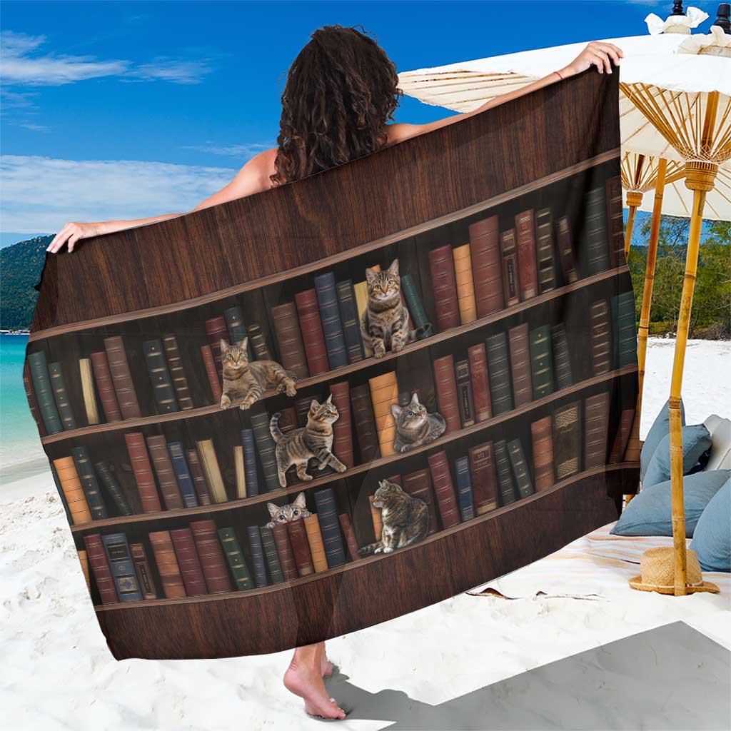Cat Bookcase Christmas Sarong Xmas Holiday Patterns - Wonder Print Shop