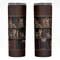 Cat Bookcase Christmas Skinny Tumbler Xmas Holiday Patterns - Wonder Print Shop