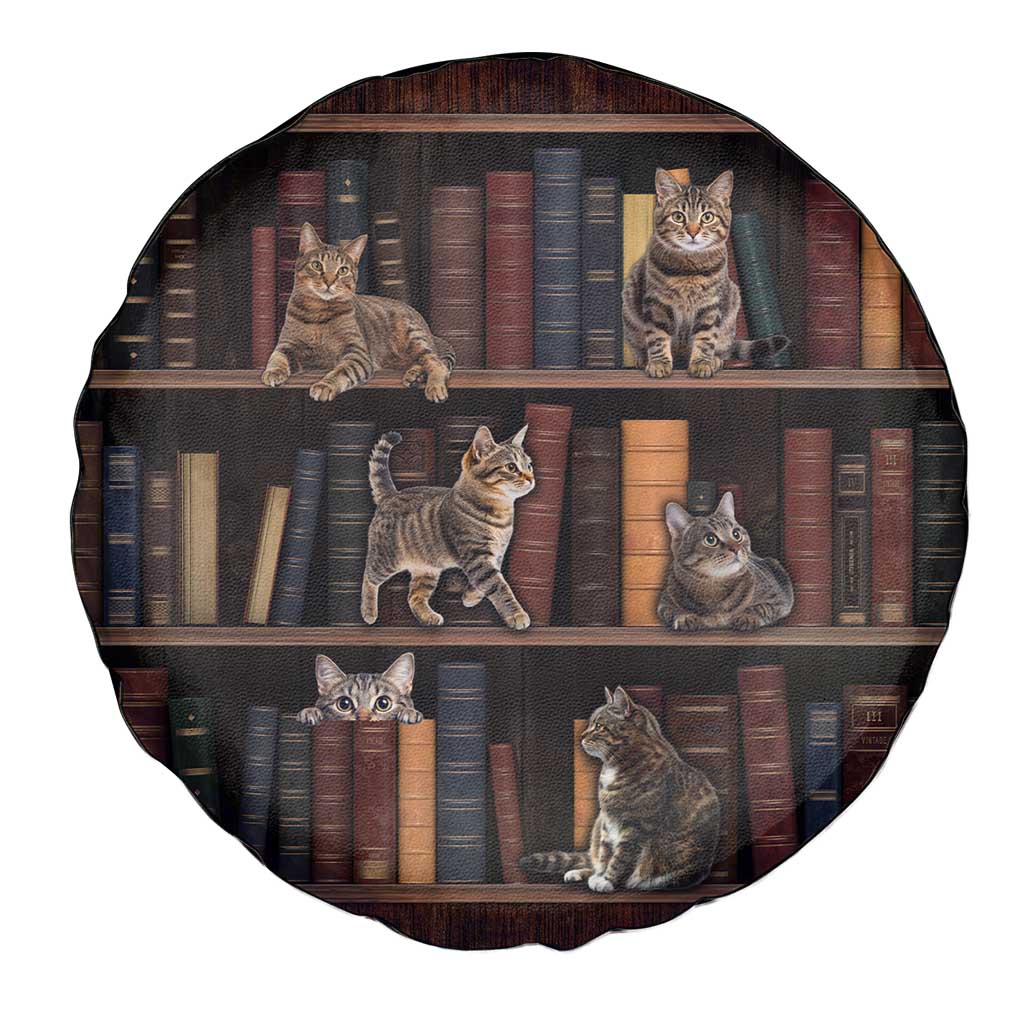 Cat Bookcase Christmas Spare Tire Cover Xmas Holiday Patterns - Wonder Print Shop