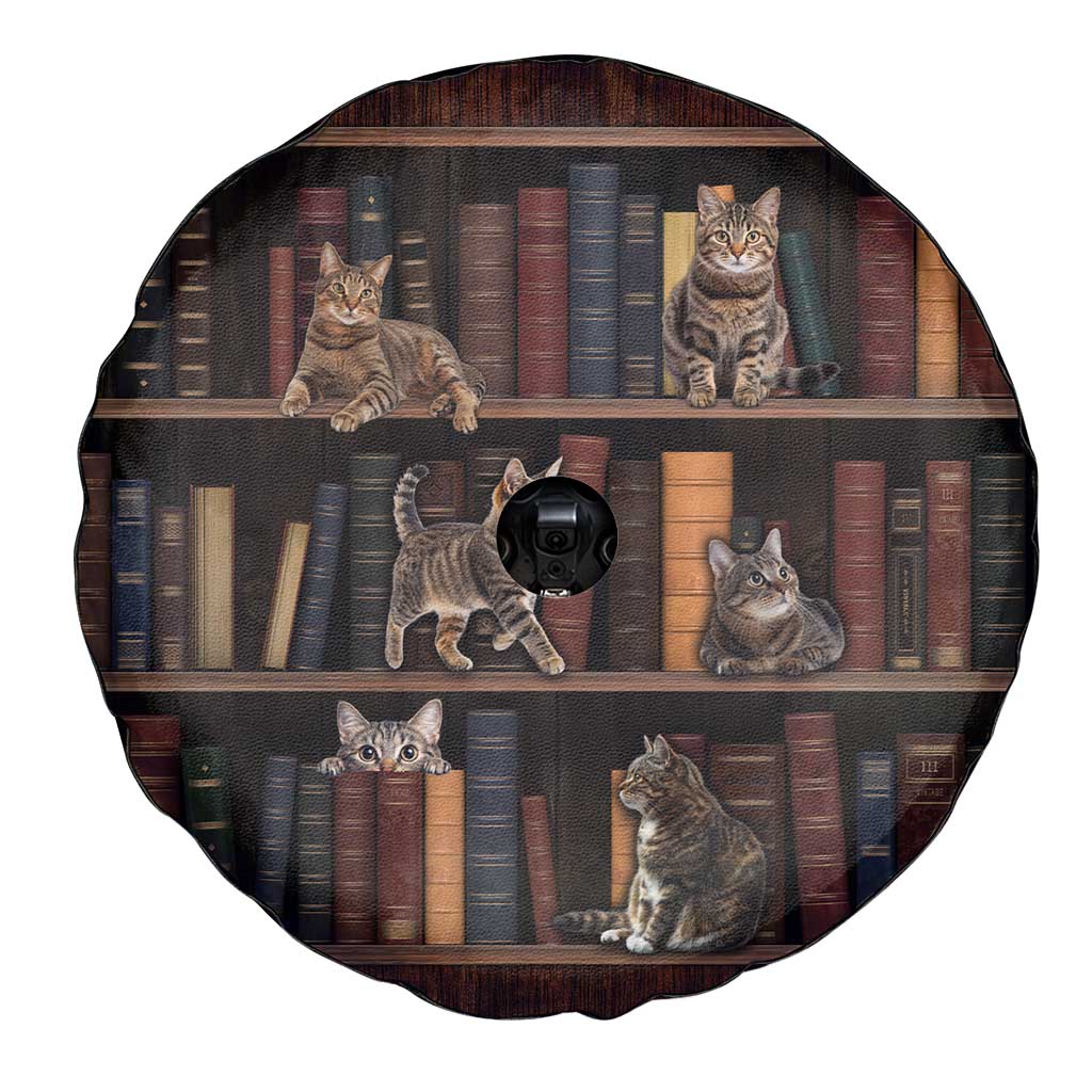 Cat Bookcase Christmas Spare Tire Cover Xmas Holiday Patterns - Wonder Print Shop