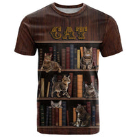 Cat Bookcase Christmas T Shirt Xmas Holiday Patterns - Wonder Print Shop