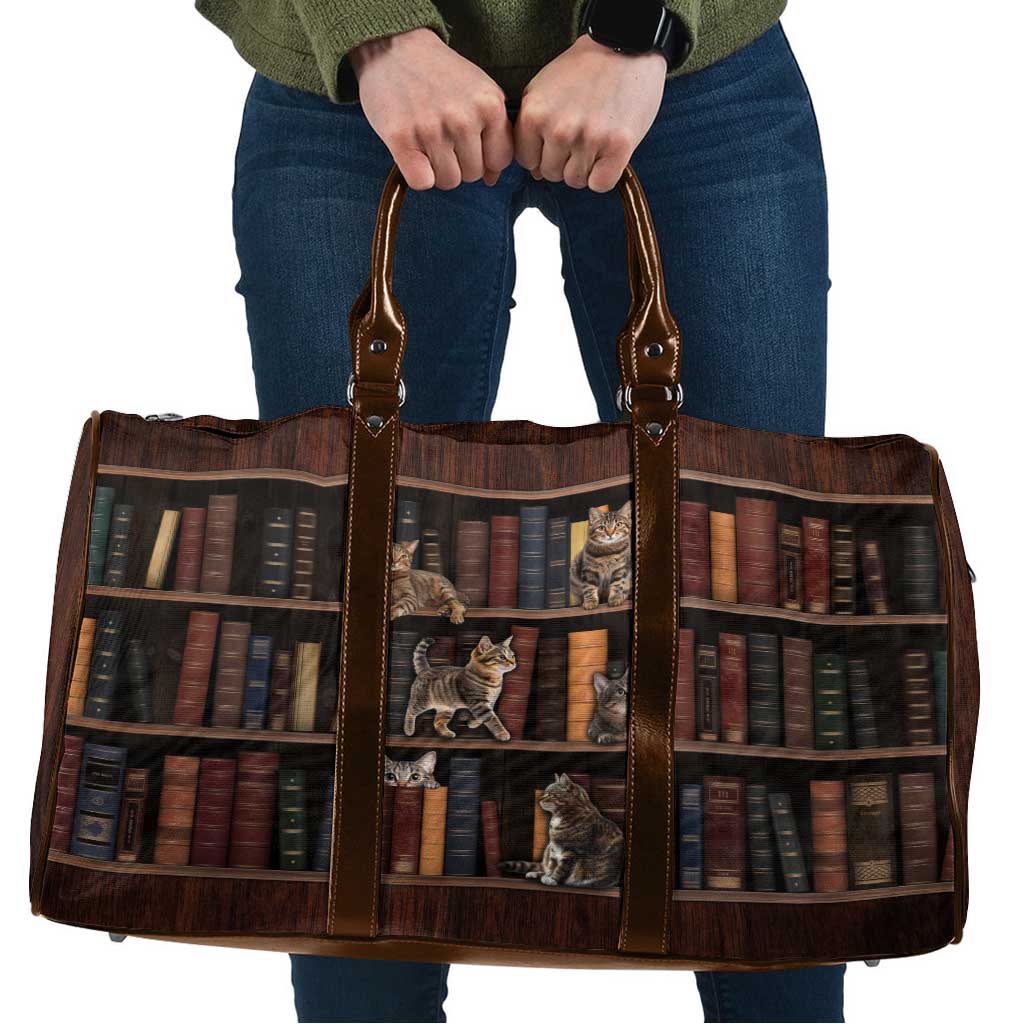 Cat Bookcase Christmas Travel Bag Xmas Holiday Patterns - Wonder Print Shop