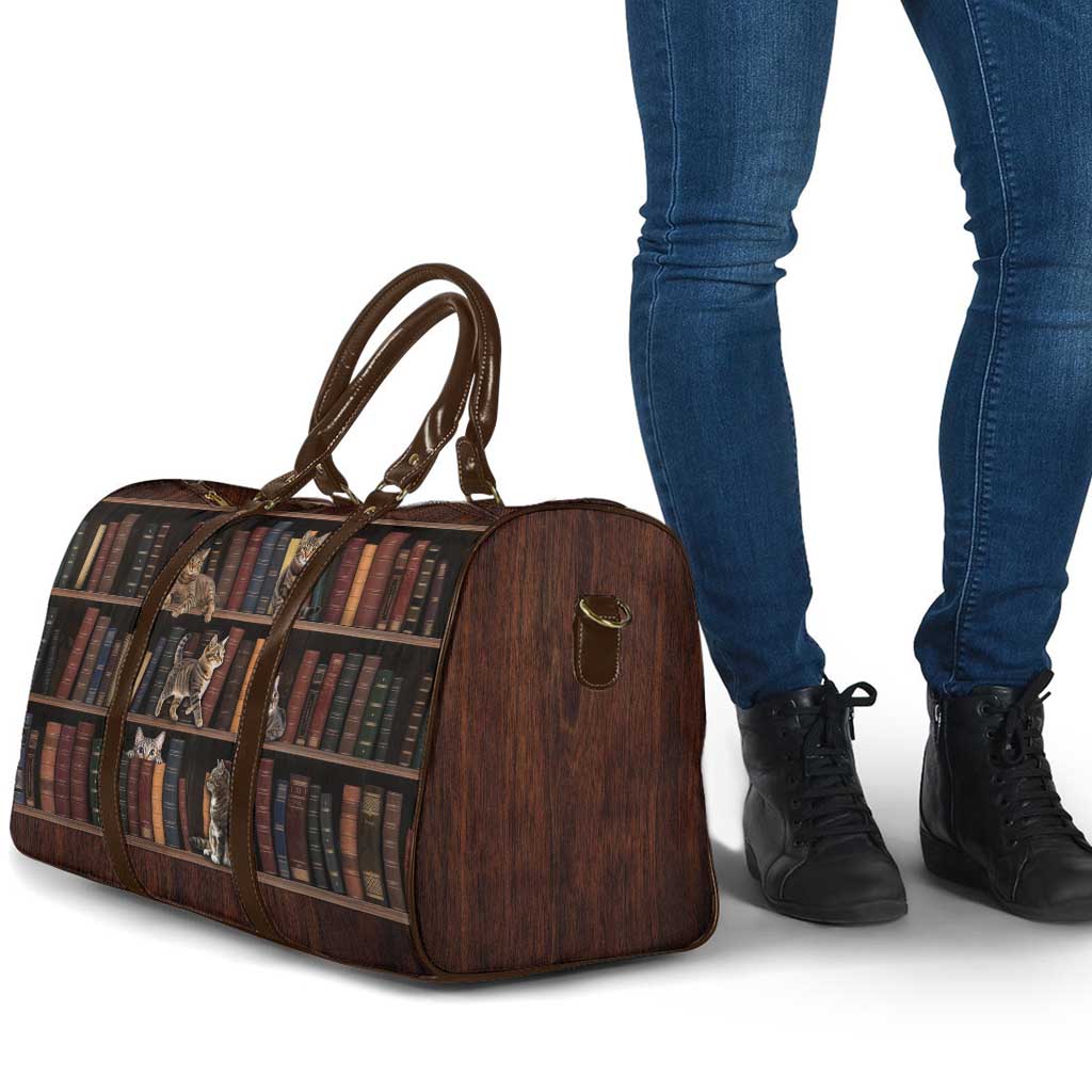 Cat Bookcase Christmas Travel Bag Xmas Holiday Patterns - Wonder Print Shop