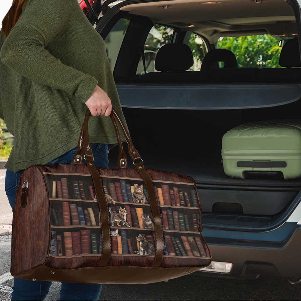 Cat Bookcase Christmas Travel Bag Xmas Holiday Patterns - Wonder Print Shop