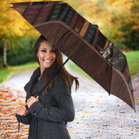 Cat Bookcase Christmas Umbrella Xmas Holiday Patterns - Wonder Print Shop