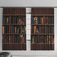 Cat Bookcase Christmas Window Curtain Xmas Holiday Patterns - Wonder Print Shop