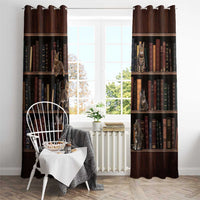 Cat Bookcase Christmas Window Curtain Xmas Holiday Patterns - Wonder Print Shop