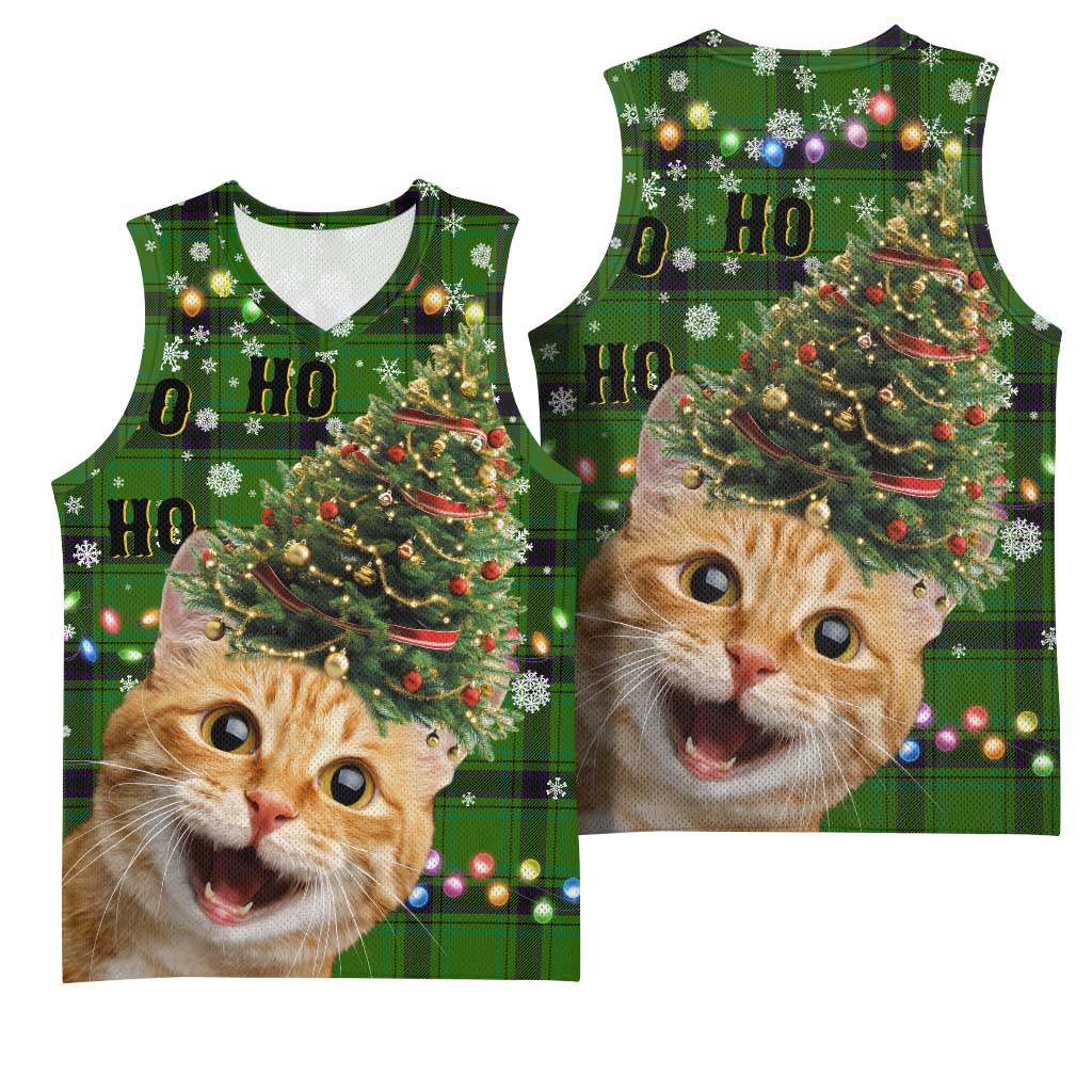 Cat Christmas Tree Basketball Jersey Xmas Holiday Patterns - Wonder Print Shop