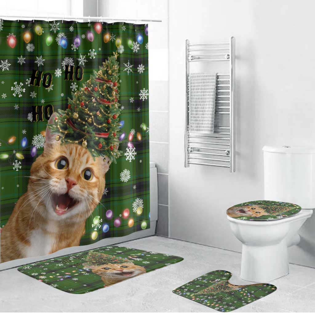 Cat Christmas Tree Bathroom Set Xmas Holiday Patterns - Wonder Print Shop