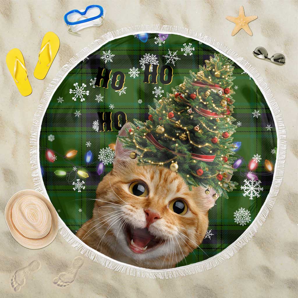 Cat Christmas Tree Beach Blanket Xmas Holiday Patterns - Wonder Print Shop