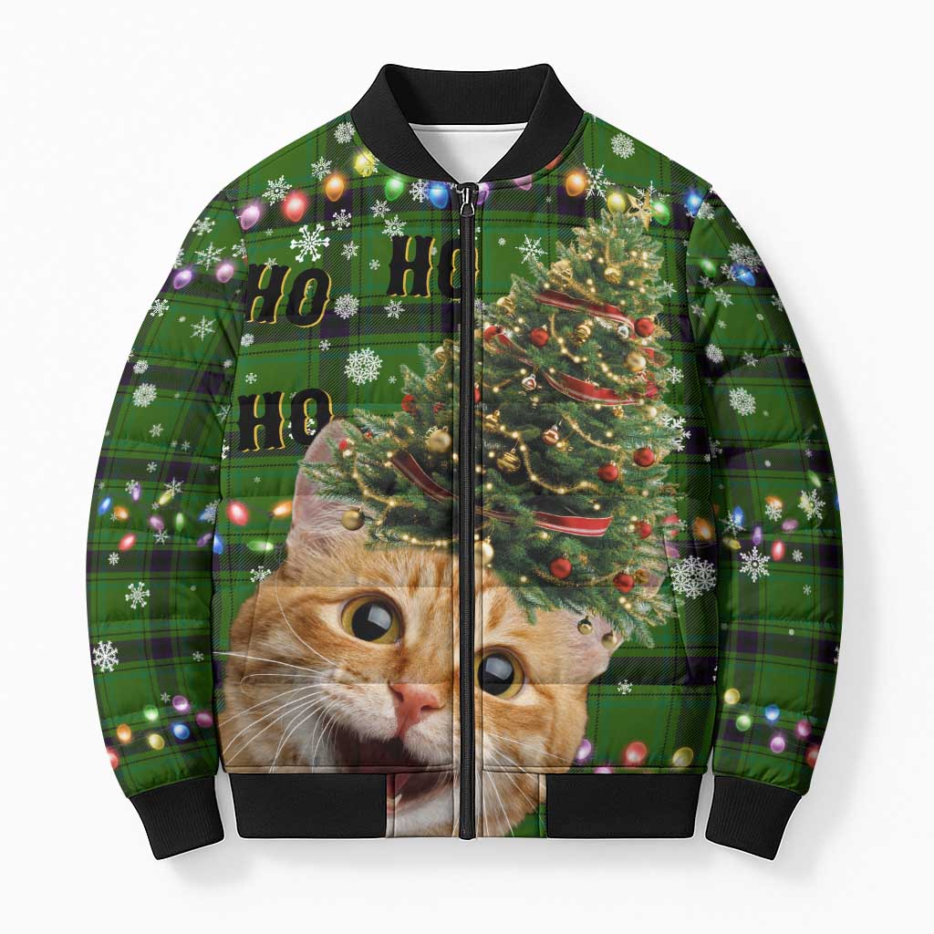 Cat Christmas Tree Bomber Puffer Jacket Xmas Holiday Patterns - Wonder Print Shop