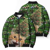 Cat Christmas Tree Bomber Puffer Jacket Xmas Holiday Patterns - Wonder Print Shop