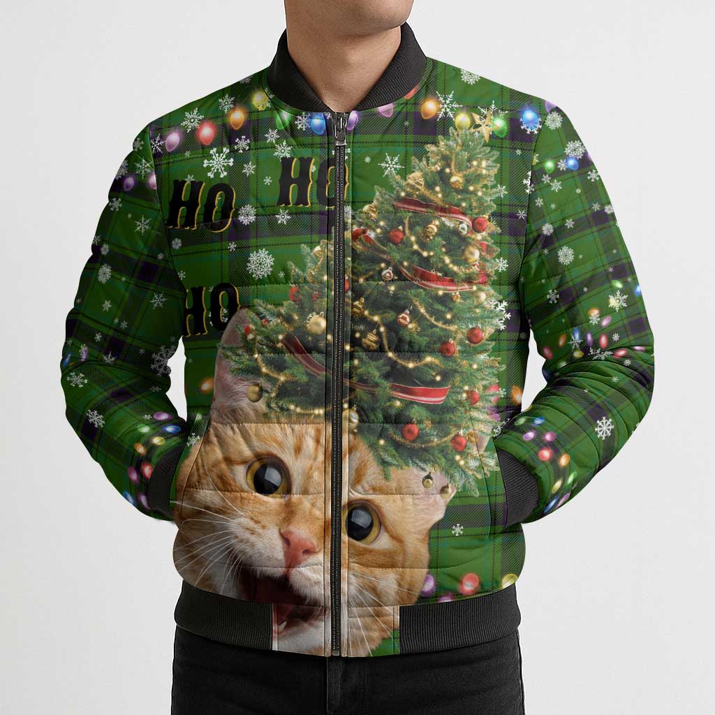 Cat Christmas Tree Bomber Puffer Jacket Xmas Holiday Patterns - Wonder Print Shop
