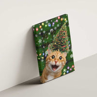 Cat Christmas Tree Canvas Wall Art Xmas Holiday Patterns - Wonder Print Shop